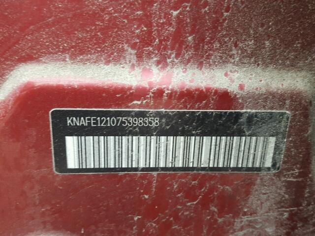 KNAFE121075398358 - 2007 KIA SPECTRA EX RED photo 10