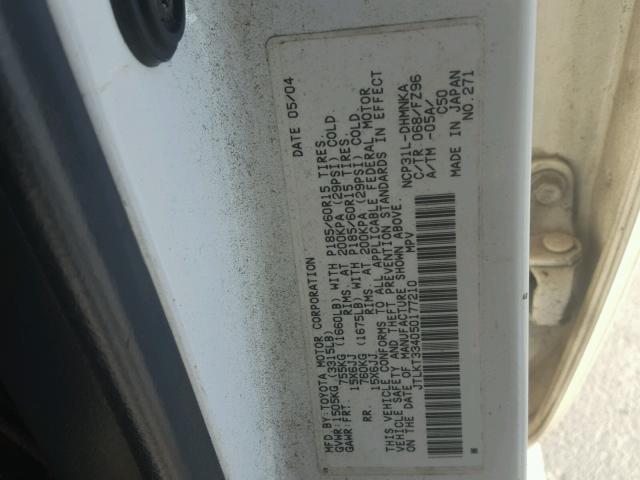 JTLKT334050177210 - 2005 TOYOTA SCION XB 白色 照片 10