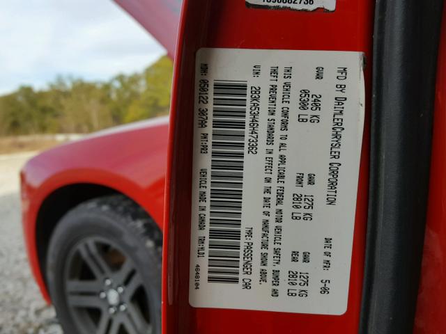 2B3KA53H46H473362 - 2006 DODGE CHARGER R/ RED photo 10