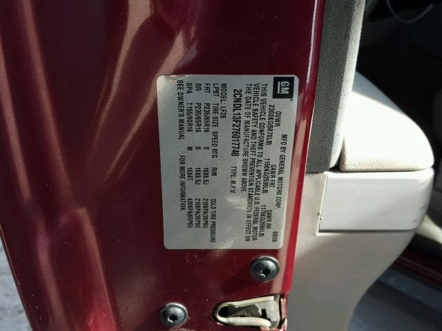 2CNDL13F276017748 - 2007 CHEVROLET EQUINOX LS RED photo 10