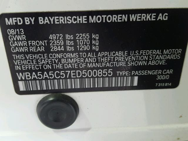 WBA5A5C57ED500855 - 2014 BMW 528 I WHITE photo 10