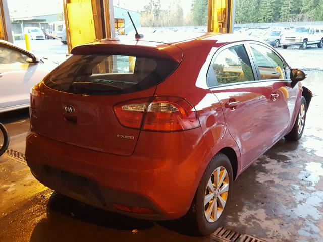 KNADN5A30D6291818 - 2013 KIA RIO EX RED photo 4