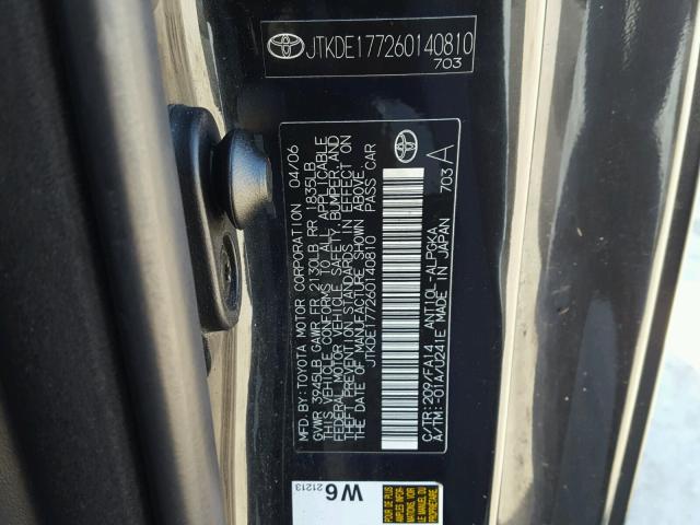 JTKDE177260140810 - 2006 TOYOTA SCION TC 黑色 照片 10