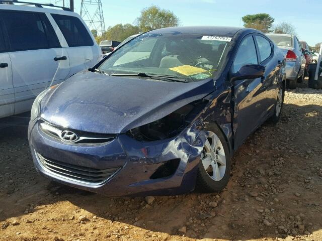 5NPDH4AE1DH412707 - 2013 HYUNDAI ELANTRA GL BLUE photo 2