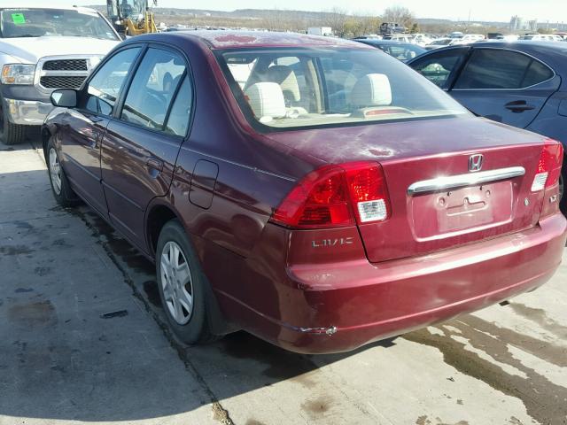 2HGES16523H532358 - 2003 HONDA CIVIC LX MAROON photo 3