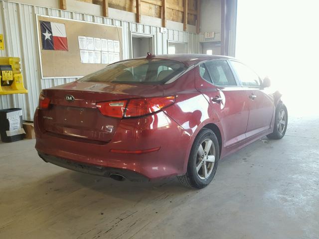 5XXGM4A79EG294364 - 2014 KIA OPTIMA LX RED photo 4