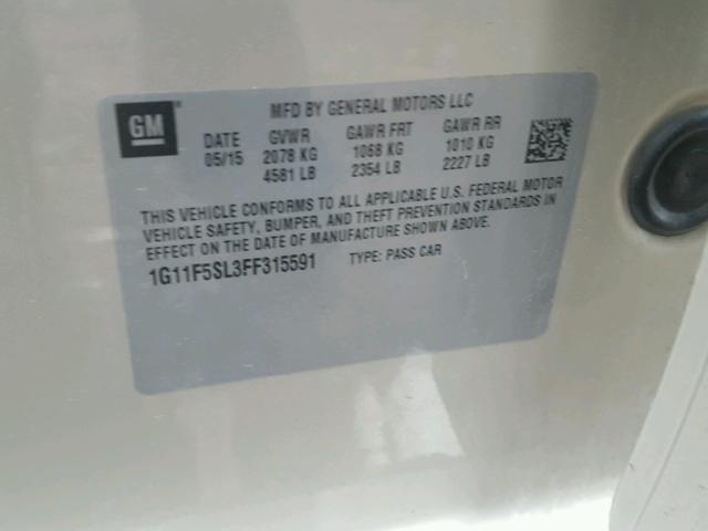 1G11F5SL3FF315591 - 2015 CHEVROLET MALIBU LTZ 米色 照片 10