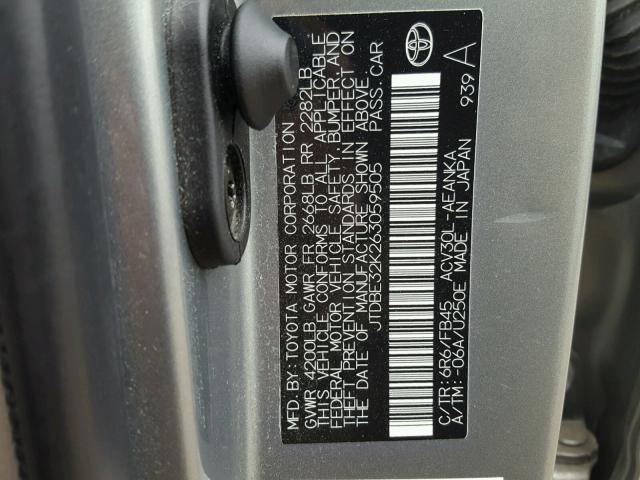 JTDBE32K263059505 - 2006 TOYOTA CAMRY LE 灰色 照片 10