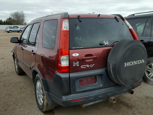 JHLRD78895C037782 - 2005 HONDA CR-V EX MAROON photo 3