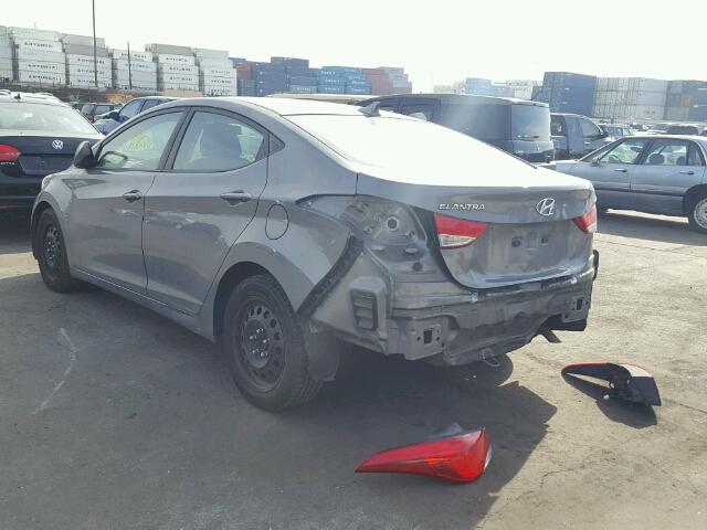 5NPDH4AE2DH215657 - 2013 HYUNDAI ELANTRA GL GRAY photo 3