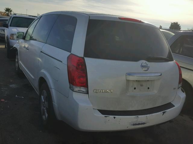 5N1BV28U77N135420 - 2007 NISSAN QUEST S WHITE photo 3