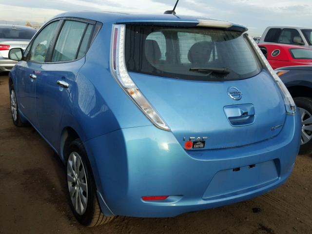 1N4AZ0CP7EC337747 - 2014 NISSAN LEAF S BLUE photo 3