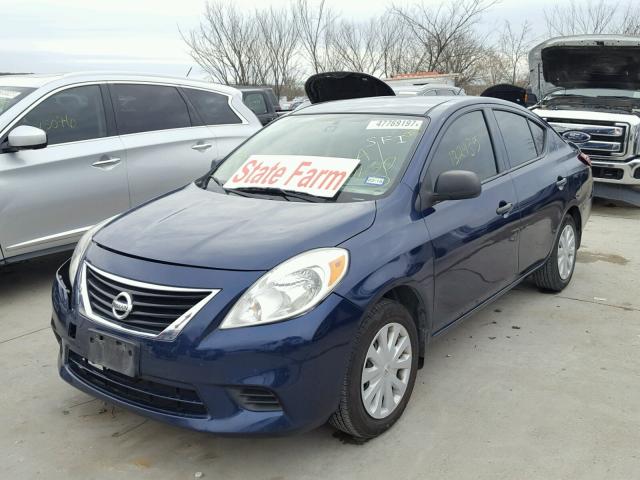 3N1CN7AP1EL843639 - 2014 NISSAN VERSA BLUE photo 2