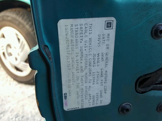 1G2WJ52M8TF213787 - 1996 PONTIAC GRAND PRIX მწვანე ფოტო 10