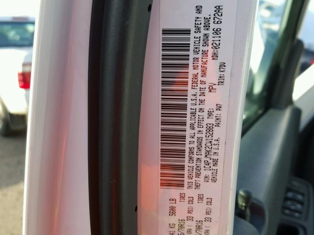 1C4PJMAK2CW152883 - 2012 JEEP LIBERTY SP WHITE photo 10