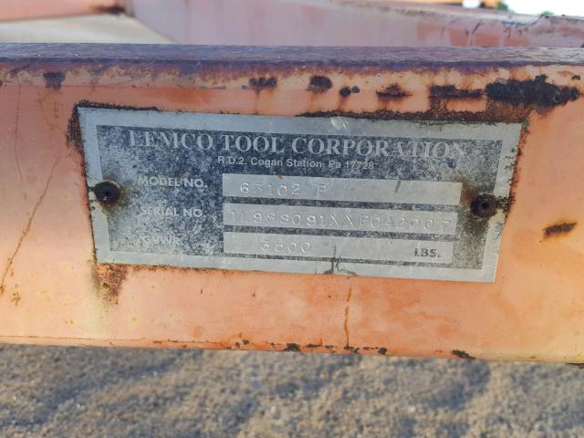 1L9SS091XXP042007 - 1999 UTILITY TRAILER RED photo 10