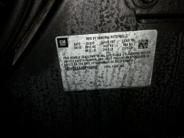 1G11C5SA9DF150991 - 2013 CHEVROLET MALIBU 1LT GRAY photo 10