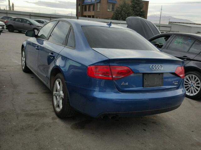 WAULF78K19N034231 - 2009 AUDI A4 2.0T QU BLUE photo 3