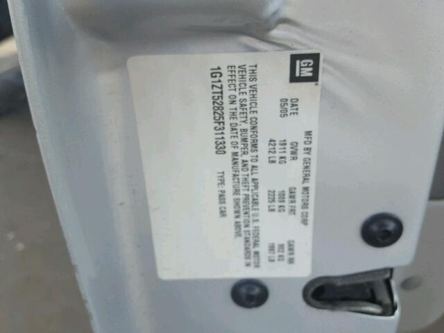 1G1ZT52825F311330 - 2005 CHEVROLET MALIBU LS 银色 照片 10