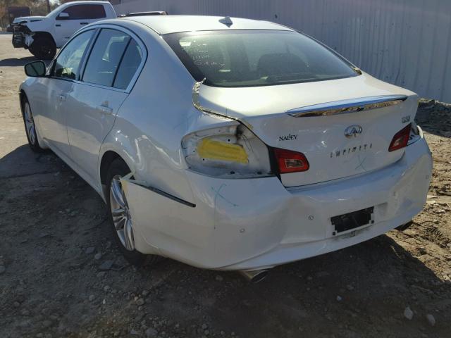 JN1CV6AP6DM725049 - 2013 INFINITI G37 BASE WHITE photo 3