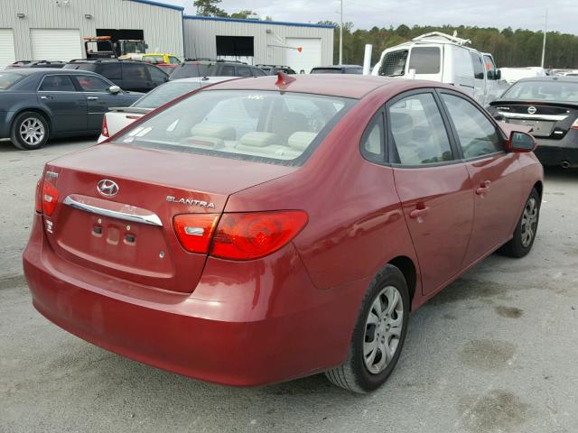 KMHDU4AD2AU879229 - 2010 HYUNDAI ELANTRA BL RED photo 4