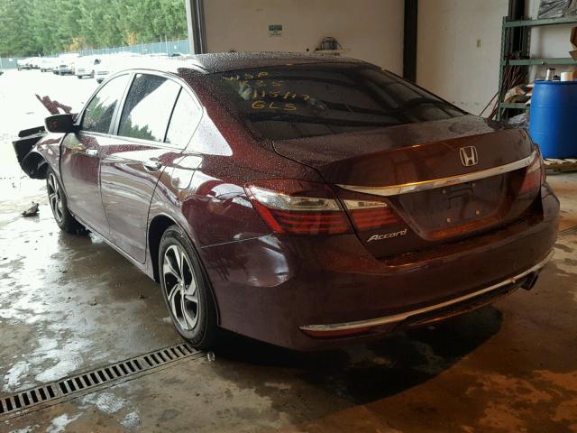 1HGCR2F3XGA002408 - 2016 HONDA ACCORD LX BURGUNDY photo 3