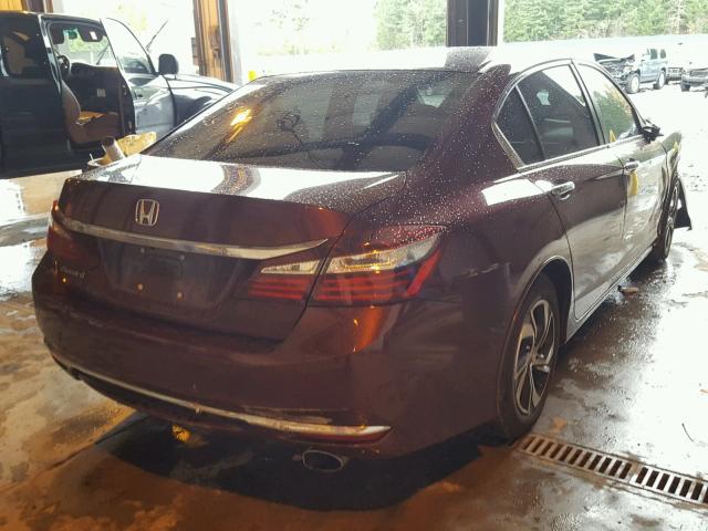 1HGCR2F3XGA002408 - 2016 HONDA ACCORD LX BURGUNDY photo 4