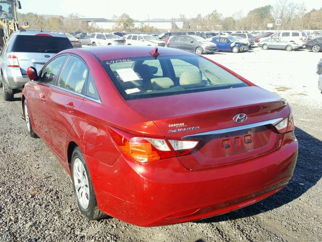 5NPEB4AC2BH045155 - 2011 HYUNDAI SONATA GLS RED photo 3