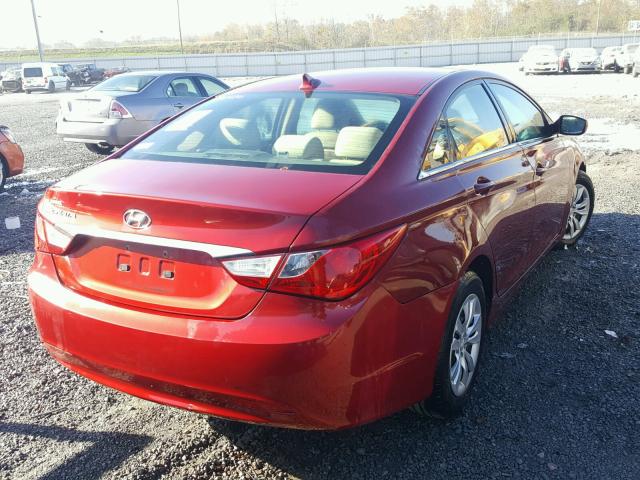 5NPEB4AC2BH045155 - 2011 HYUNDAI SONATA GLS RED photo 4