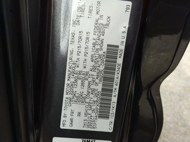 5TFTX4CNXFX050055 - 2015 TOYOTA TACOMA ACC GRAY photo 10