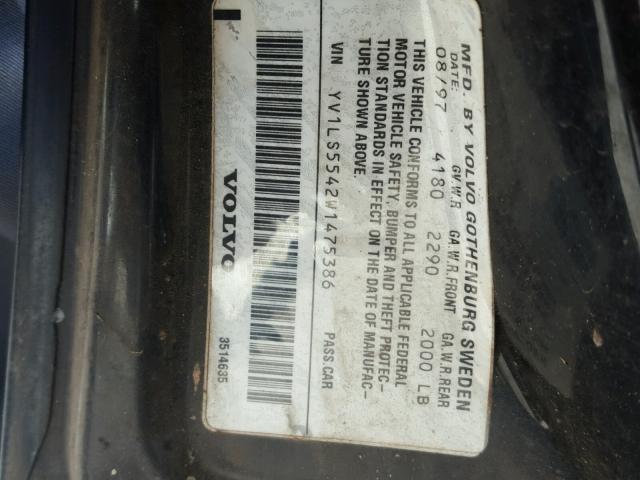 YV1LS5542W1475386 - 1998 VOLVO S70 BLACK photo 10