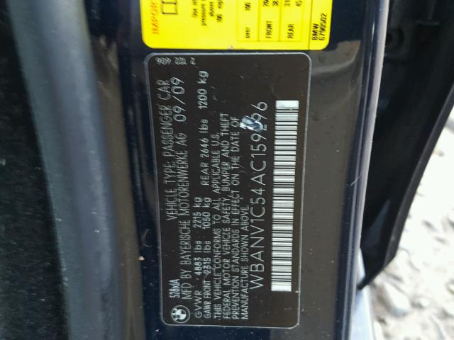 WBANV1C54AC159296 - 2010 BMW 528 XI BLUE photo 10