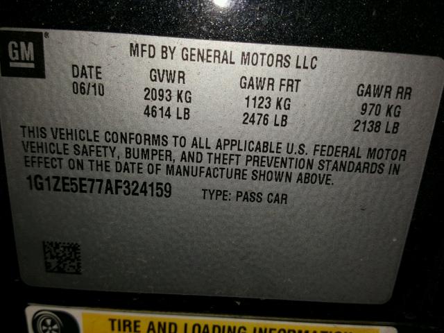 1G1ZE5E77AF324159 - 2010 CHEVROLET MALIBU LTZ 黑色 照片 10