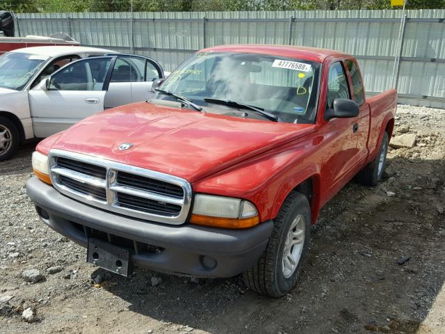 1D7GL12K04S639165 - 2004 DODGE DAKOTA SXT RED photo 2