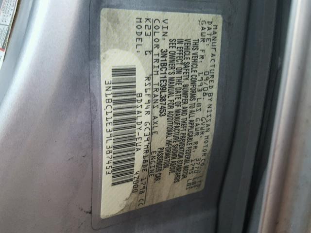 3N1BC11E39L387453 - 2009 NISSAN VERSA S GRAY photo 10