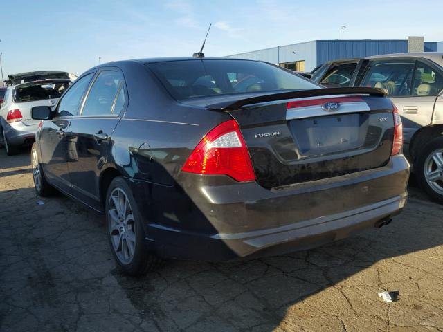 3FAHP0JA3AR203607 - 2010 FORD FUSION SEL BLACK photo 3