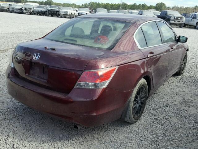 1HGCP26339A090548 - 2009 HONDA ACCORD LX MAROON photo 4