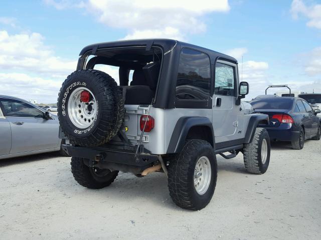 1J4FA69S64P743414 - 2004 JEEP WRANGLER / SILVER photo 4