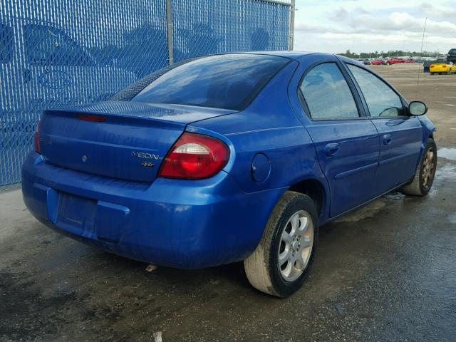 1B3ES56C75D189519 - 2005 DODGE NEON SXT BLUE photo 4