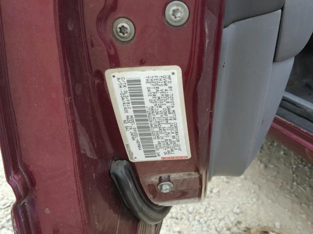 JT2BG22K4W0162679 - 1998 TOYOTA CAMRY CE BURGUNDY photo 10