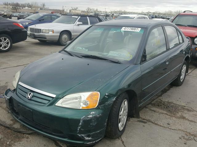 2HGES16561H556191 - 2001 HONDA CIVIC LX GREEN photo 2