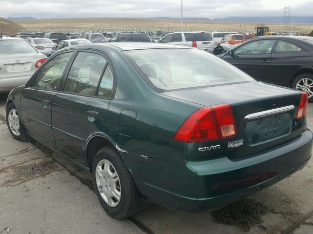 2HGES16561H556191 - 2001 HONDA CIVIC LX GREEN photo 3