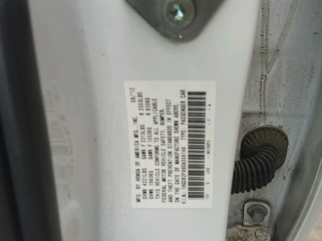 1HGCR2F89DA006148 - 2013 HONDA ACCORD EXL WHITE photo 10