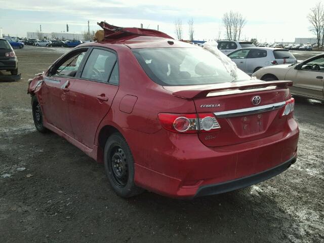 2T1BU4EE0BC557542 - 2011 TOYOTA COROLLA BA RED photo 3