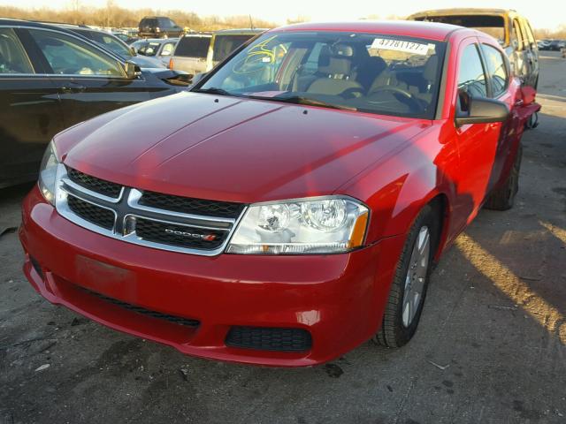 1C3CDZAB4DN543953 - 2013 DODGE AVENGER SE RED photo 2