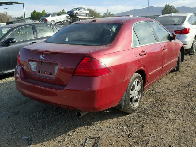 1HGCM56807A055842 - 2007 HONDA ACCORD EX BURGUNDY photo 4