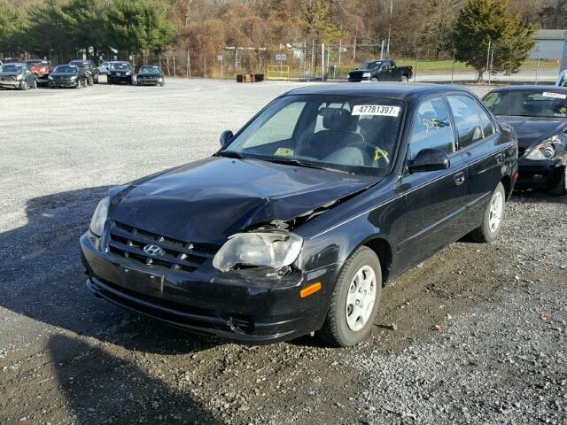 KMHCG45C15U613548 - 2005 HYUNDAI ACCENT GL BLACK photo 2