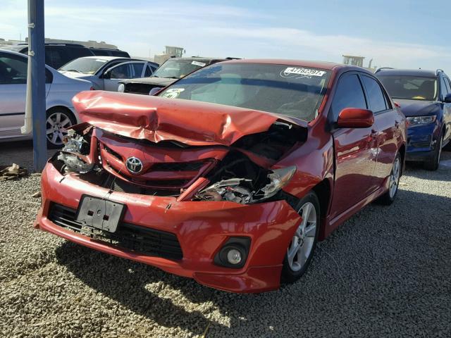 2T1BU4EE8BC589610 - 2011 TOYOTA COROLLA BA RED photo 2