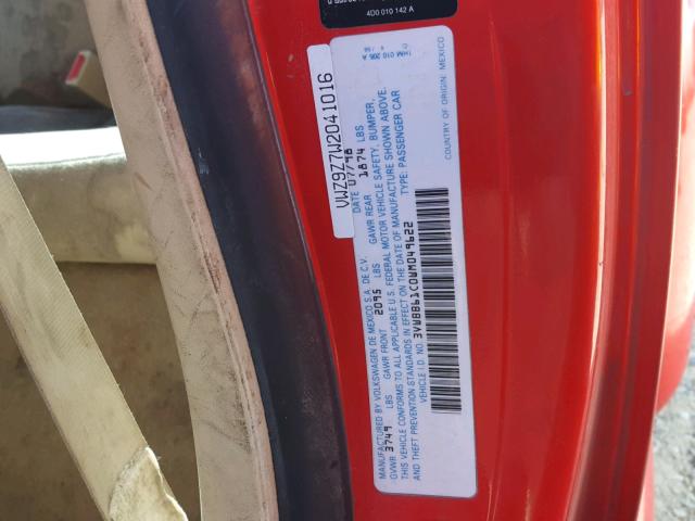 3VWBB61C0WM049622 - 1998 VOLKSWAGEN NEW BEETLE Qırmızı foto 10