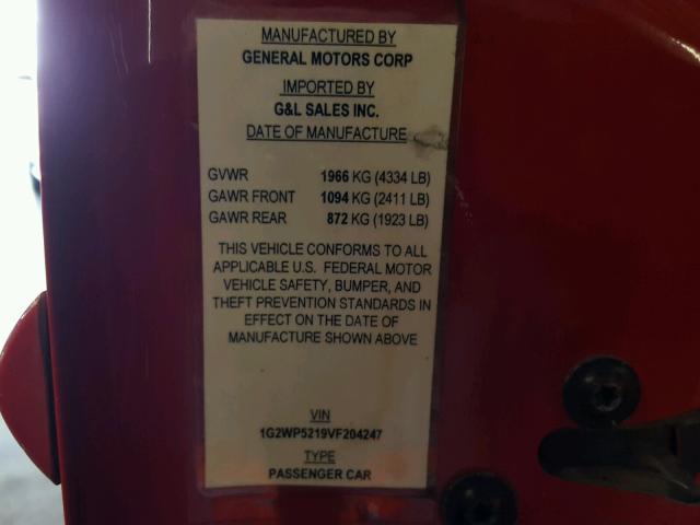 1G2WP5219VF204247 - 1997 PONTIAC GRAND PRIX RED photo 10